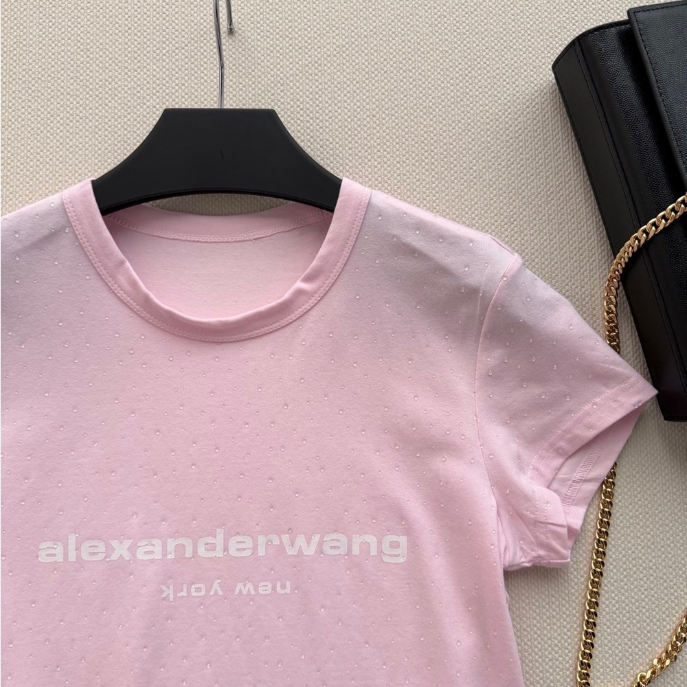 Alexander Wang Pastel Pink Logo Short Sleeve Tee - Picture 4 of 6